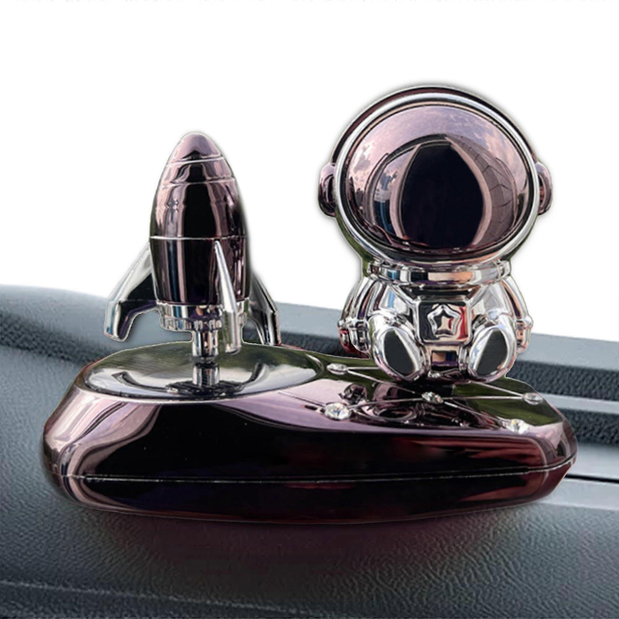 Astronaut Car Air Freshener Solar Rotating Diffuser for Dashboard Office Home Ornament (Purple, Floral Scent)