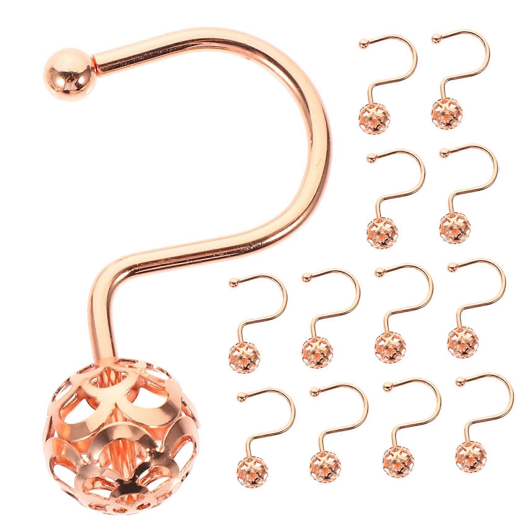12pcs Shower Curtain Hooks Warm Gold RustResistant Easy Glide for Bathroom Decor