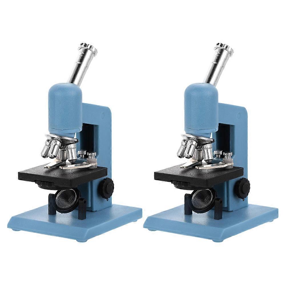 Micro Miniature Microscope for Dollhouse DIY 2Pcs Blue Plastic Tool