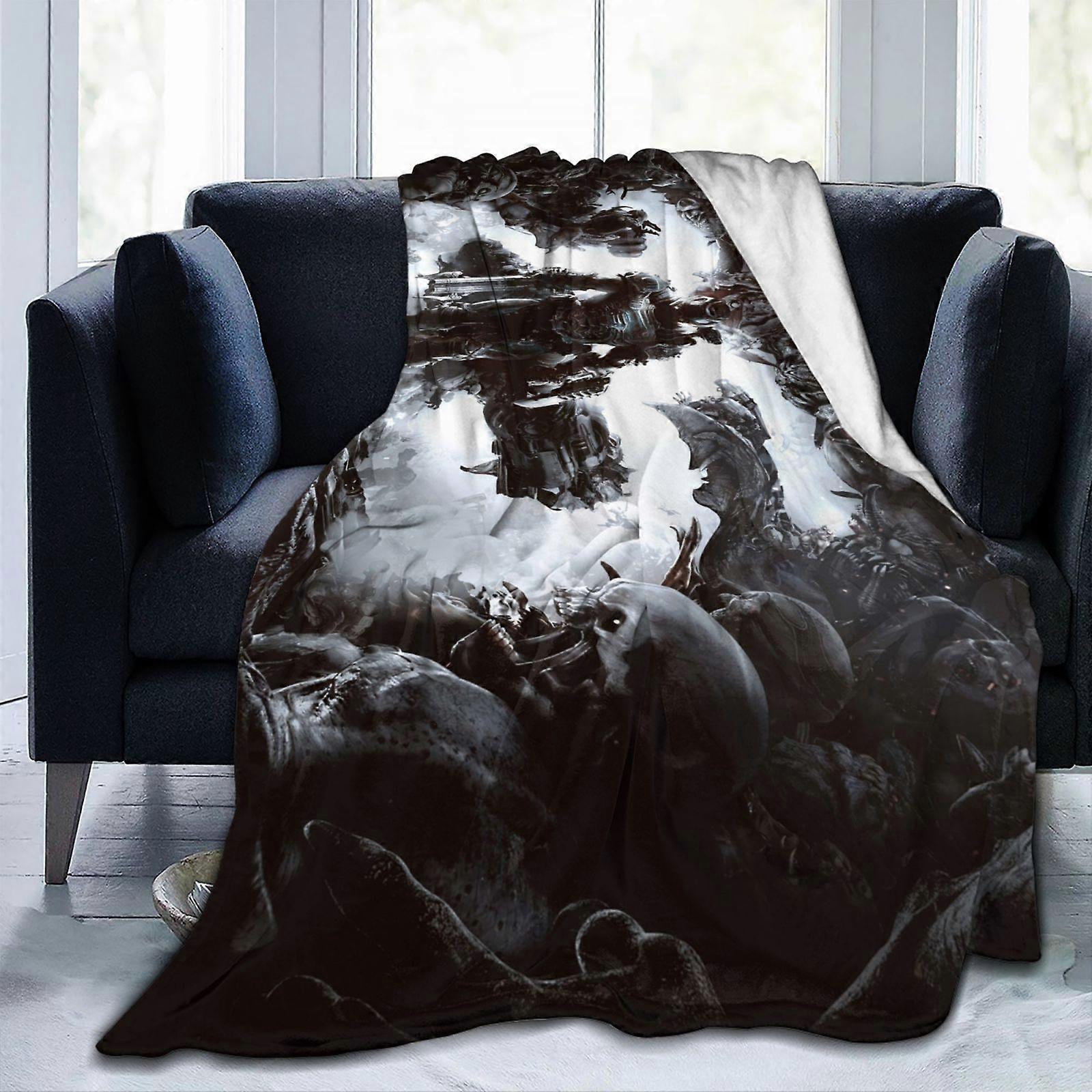 Eternal Warrior" Illustration Design Printed Digital Print Flannel Blanket Soft Polyester Shawl - Multifunctional Comfor-OPAZV275