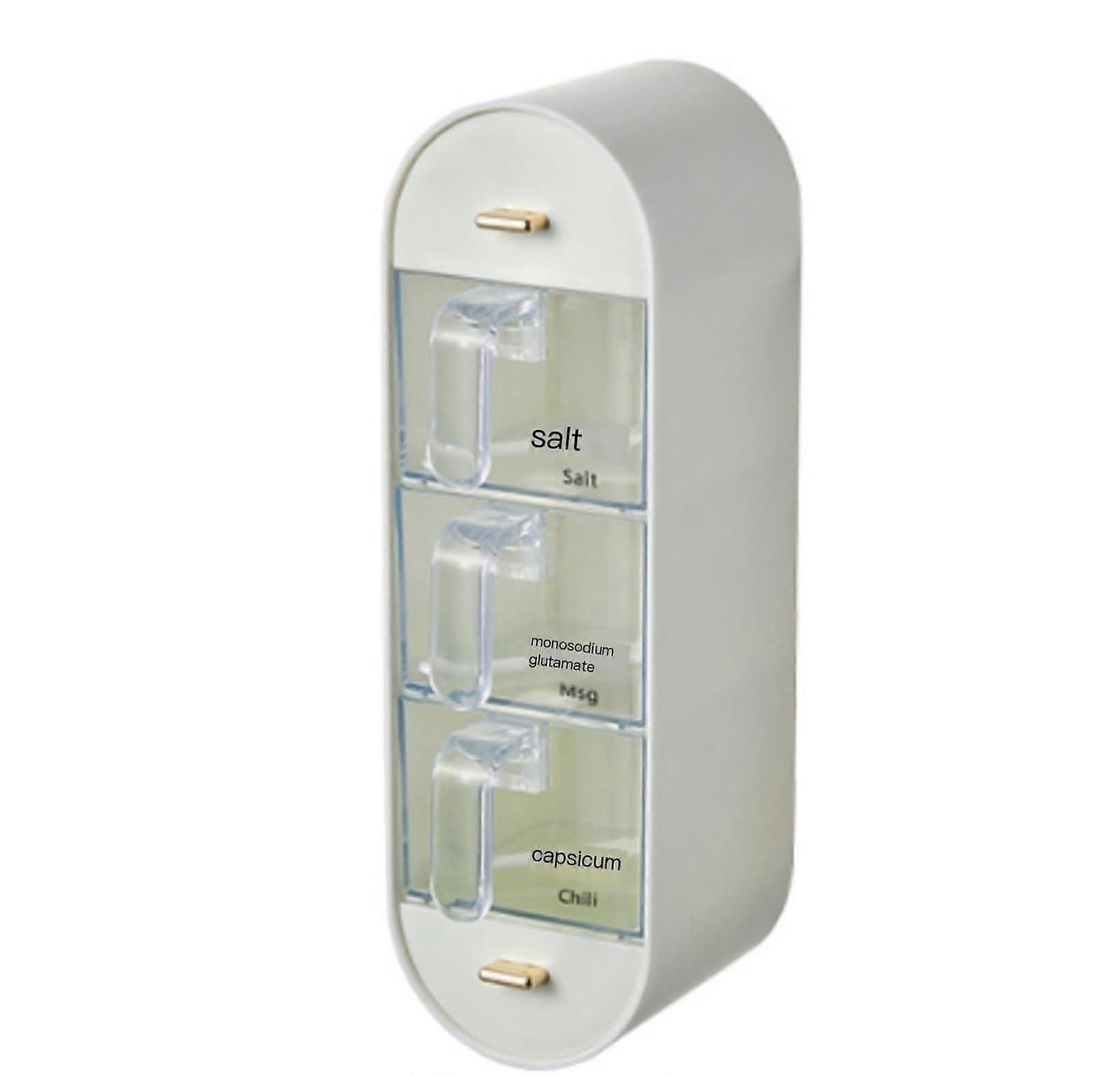 Wall Mounted Spice Rack with MoistureProof Kitchen Seasoning Container Set for Counter Storage White