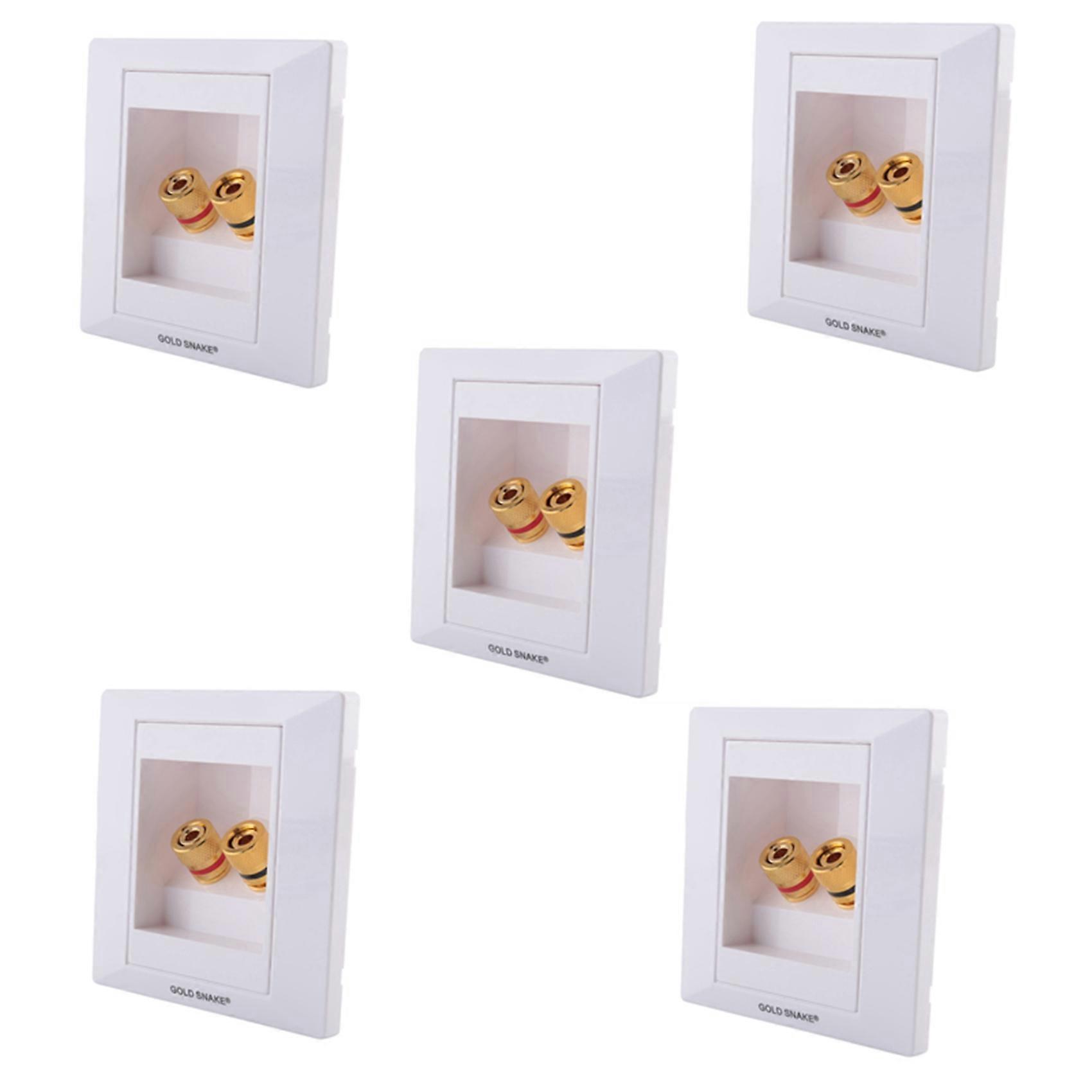 5X Wall Socket Connection Port with 2 Jack Speaker White