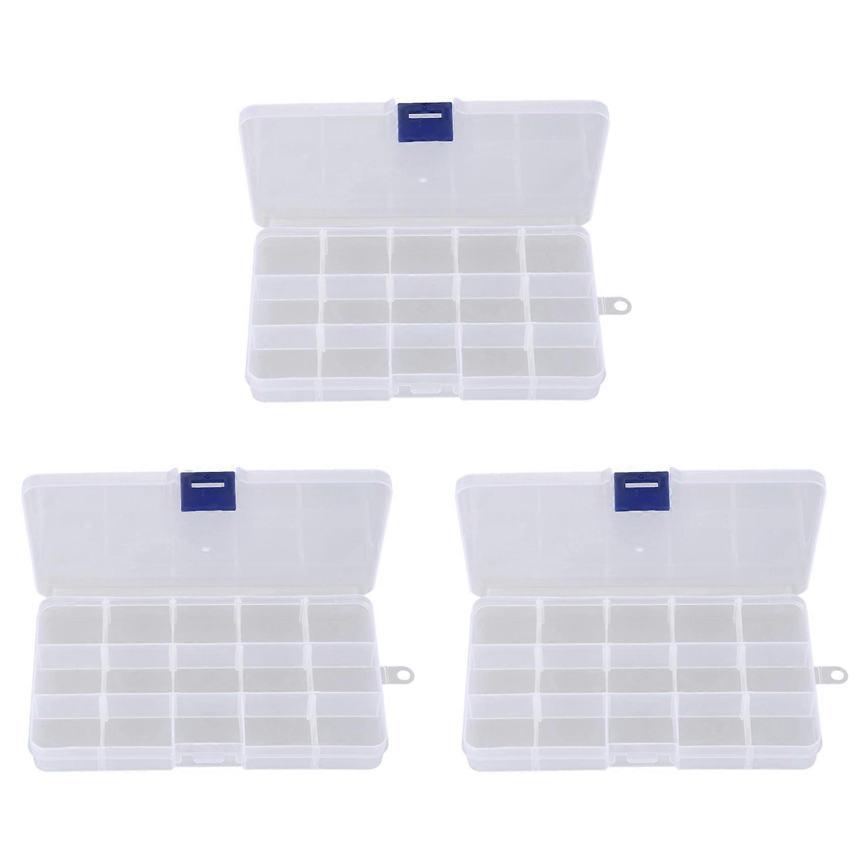 3X Electronic Components 15 Slots Detachable Plastic Cases Boxes