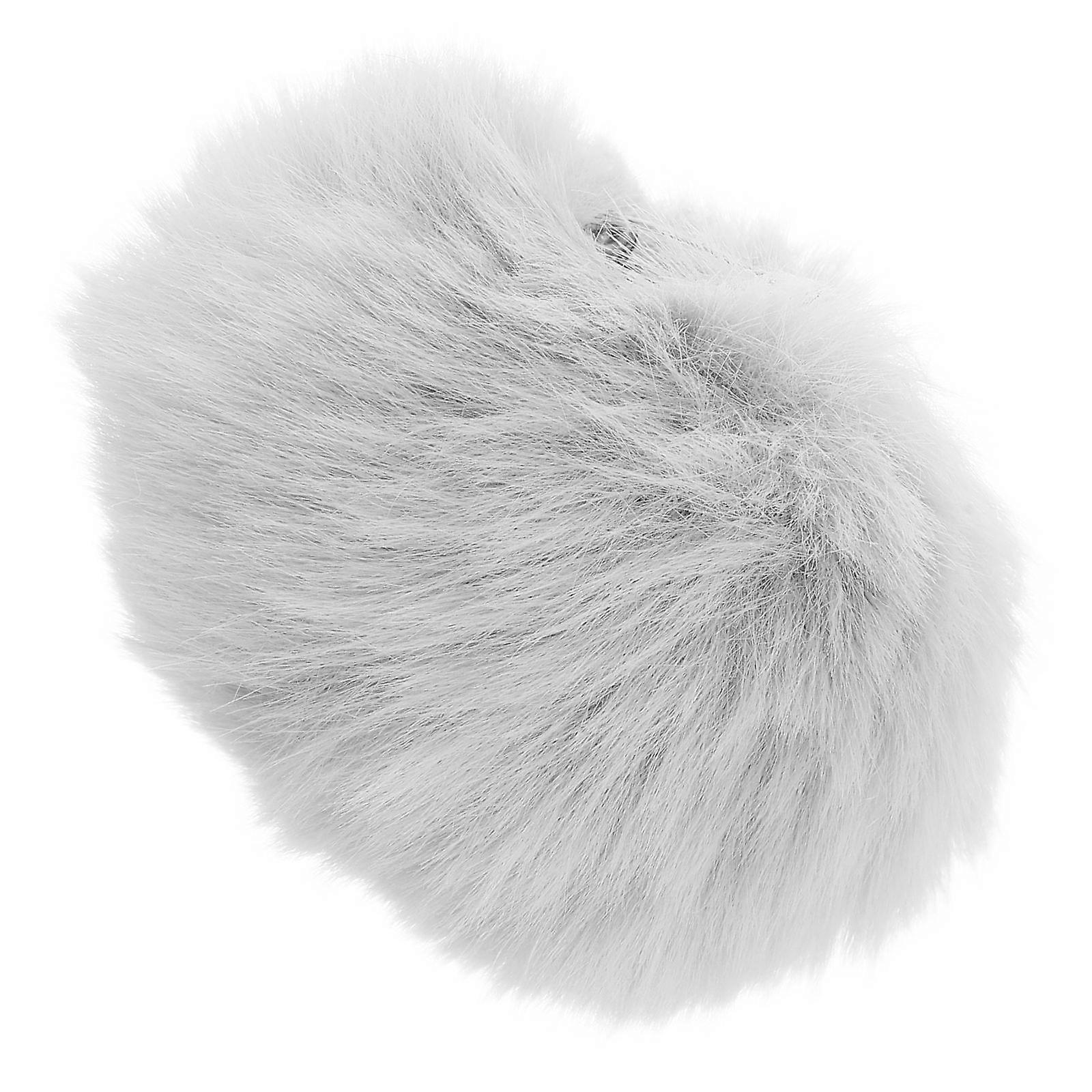 Light Grey Pom Pom Brooch for Decor with Plush Rabbit Tail Pin