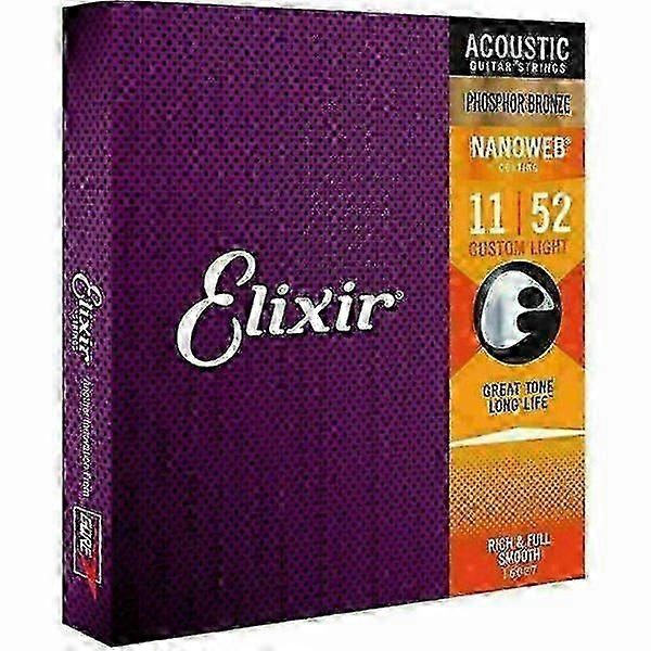 2025 Elixir Acoustic Guitar Strings Nanoweb Phosphor Bronze Light 16027