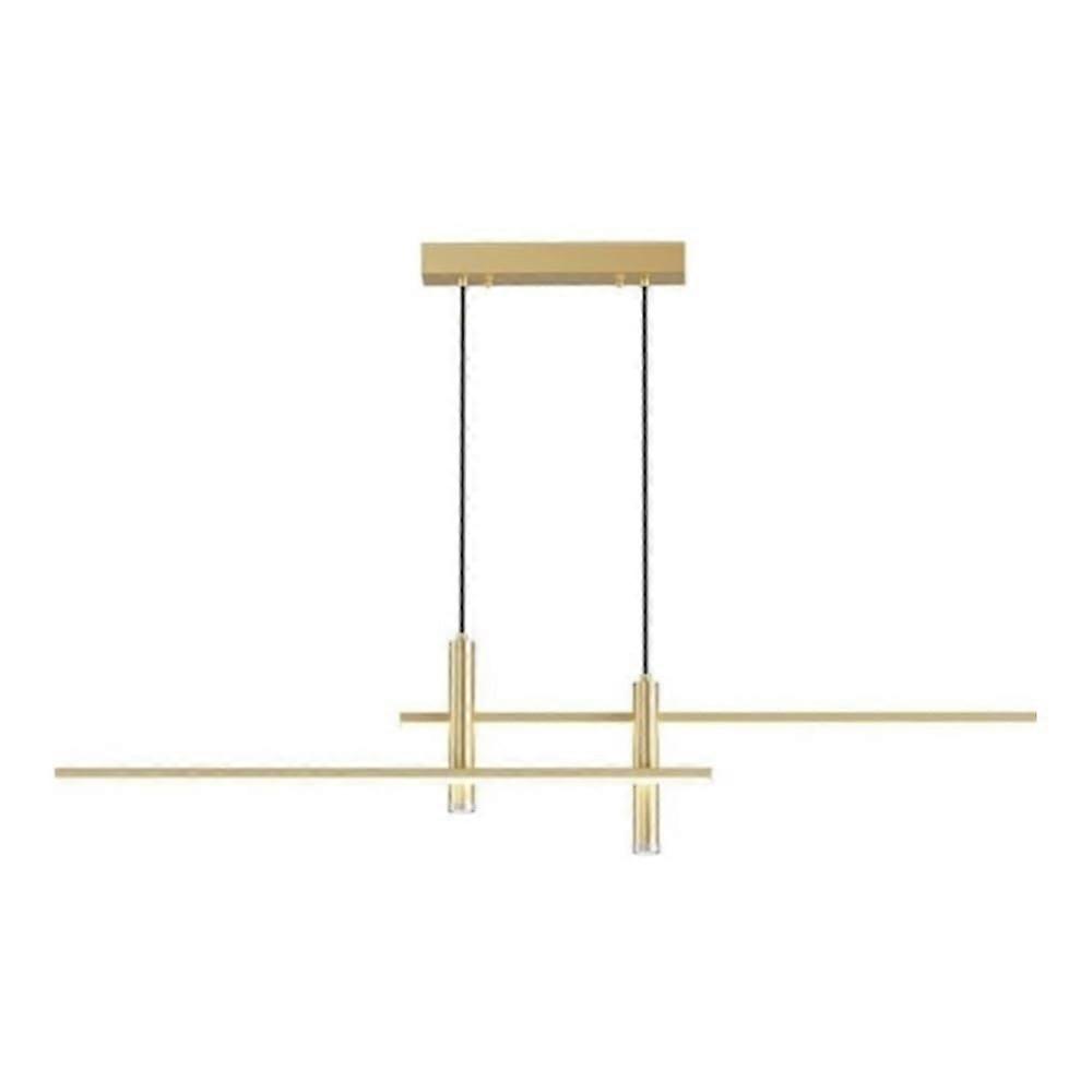 Modern LED Linear Chandelier with Adjustable Height and Three Color Dimming, Gold 120cm for Kitchen Island Dining