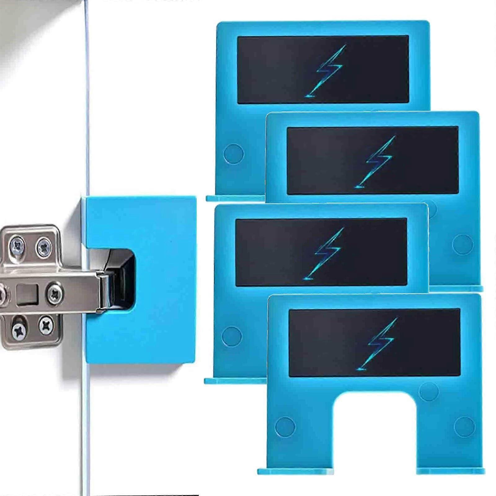 Magnetic Door Hinge Jig with Precise 2mm Alignment and Drill Guide for DIY Installation Blue 4pcs