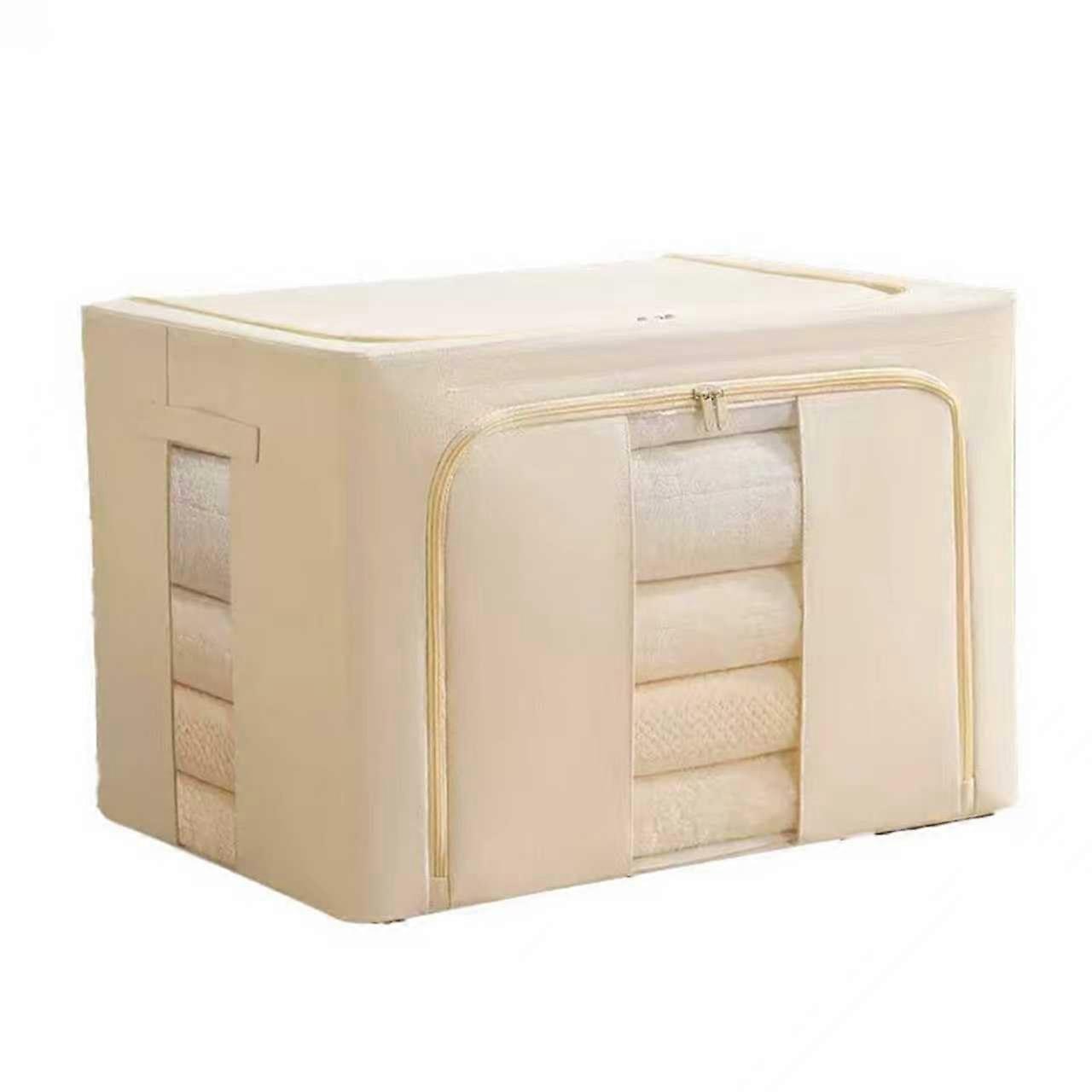 Large Capacity 40L Foldable Storage Box with Waterproof Cotton Lining and Dual Zipper Windows for Wardrobe Organization