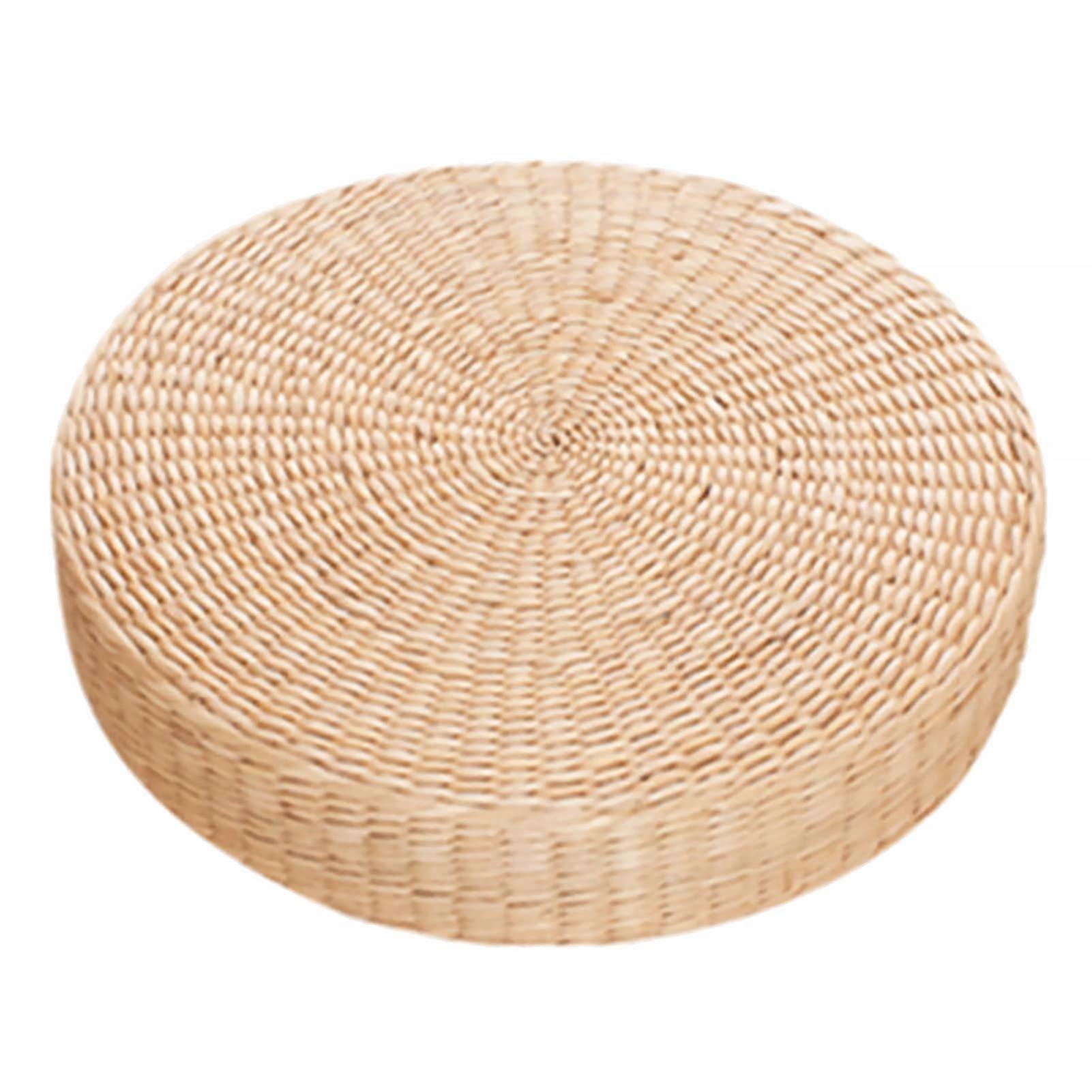Straw Floor Cushion Round Tatami Seat Pad Durable Breathable Handmade Pillow for Floor 40cm