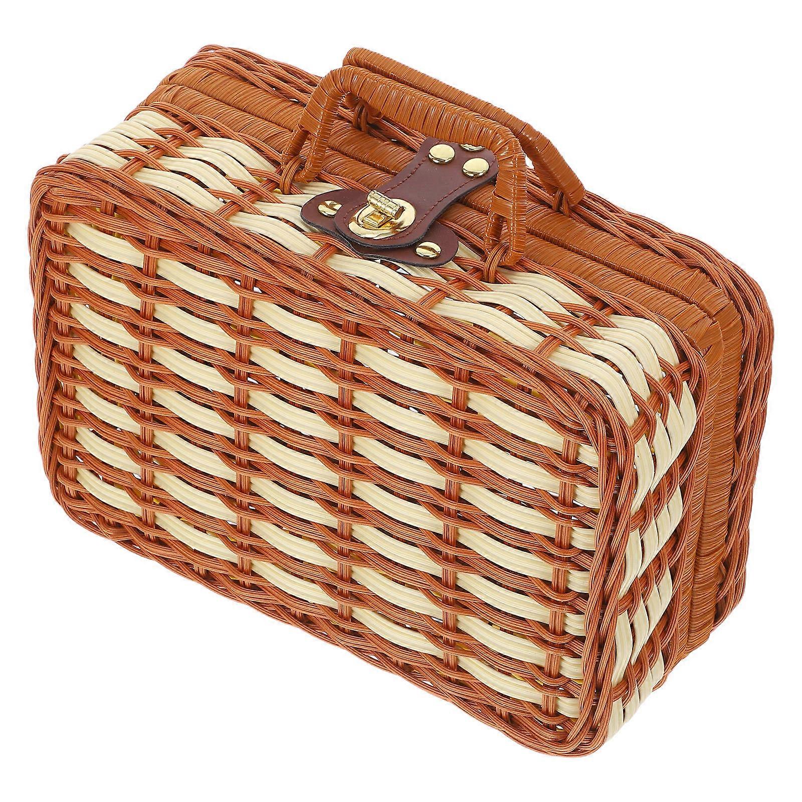 Woven Picnic Baskets Portable Storage Hamper for Picnic Use