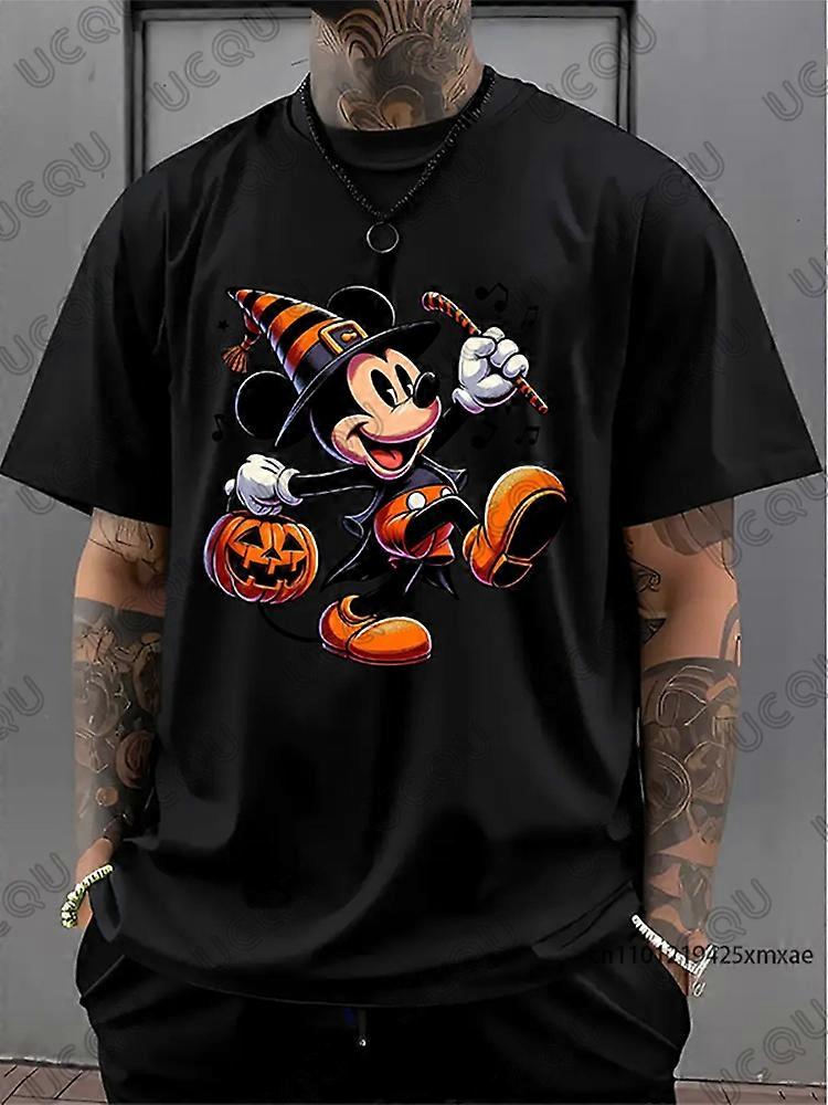 Halloween Mickey Mouse poche baguette magique et citrouille imprim�� hommes coton T-shirt ��t�� �� manches courtes t-shirts d��contract�� surdimen