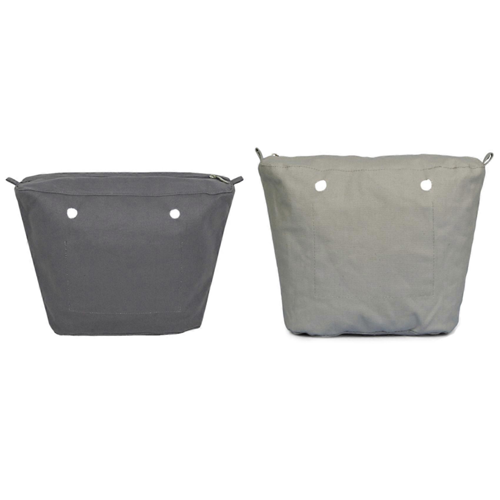 2PCS Waterproof Solid Canvas Insert Inner Lining Insert Zipper Pocket for Obag O Bag Handbag Bag, Light Gray & Dark Gray