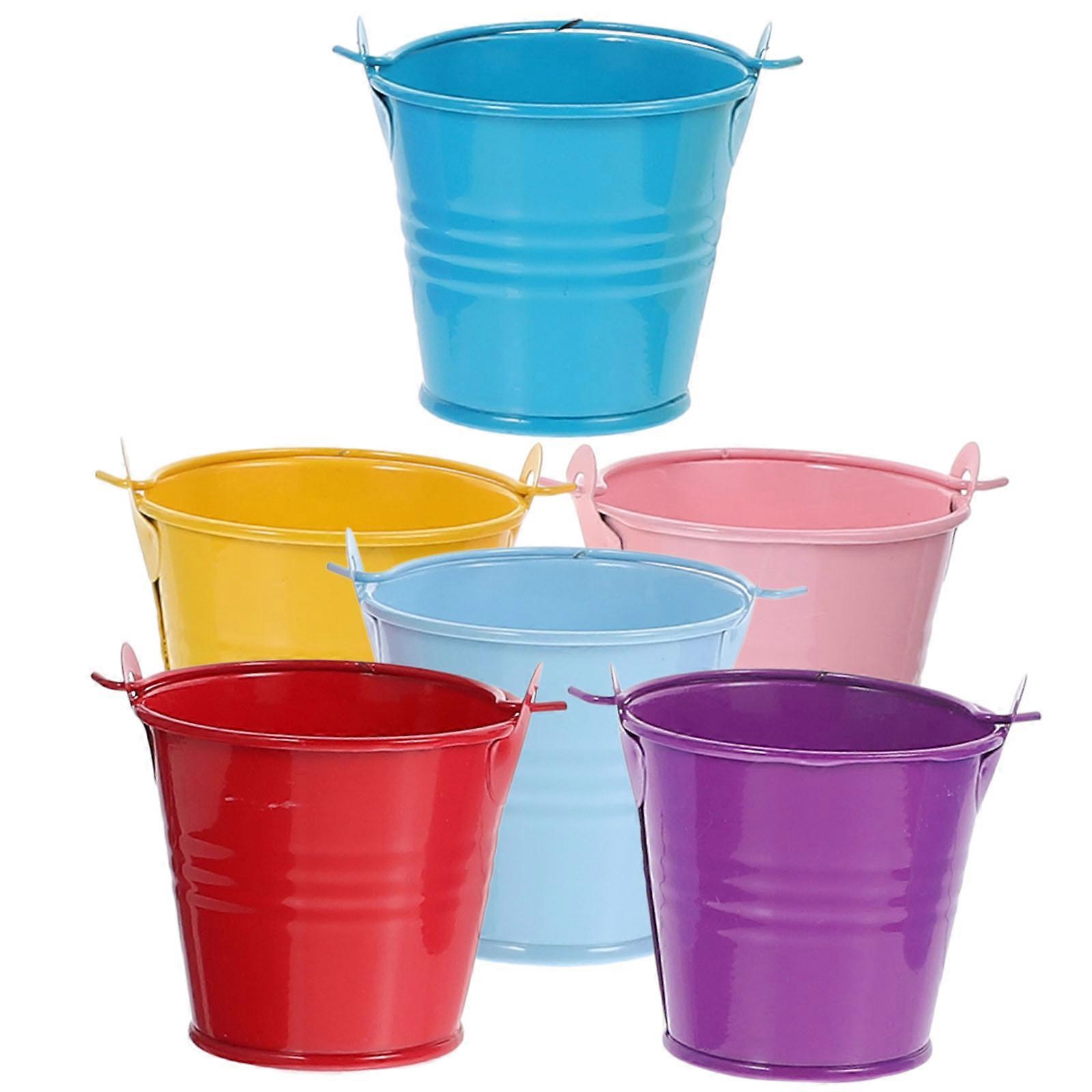 Assorted Color Iron Bucket Candy Storage Bucket for Storage 6Pcs Set