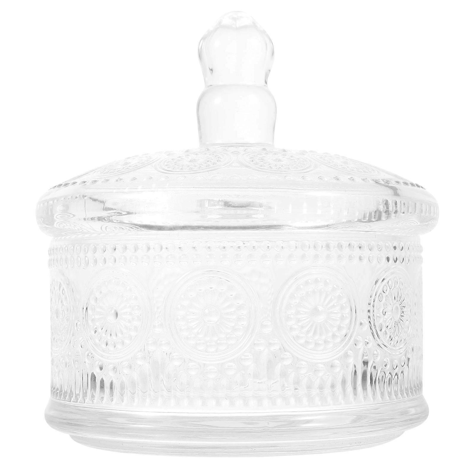 Glass Sunflower Candy Jar with Lid for Decorative Storage Use