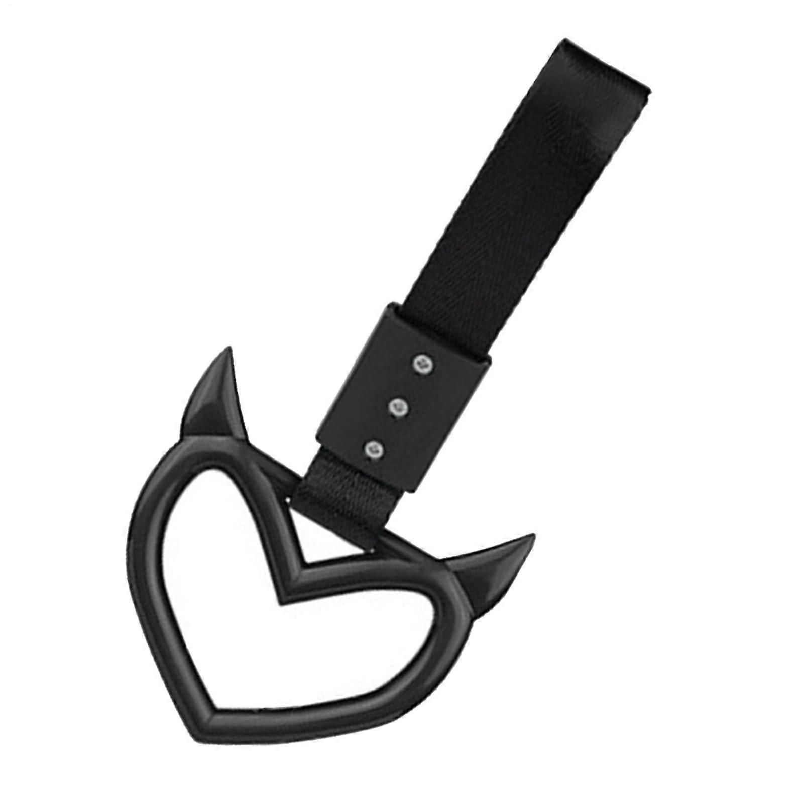 Car Grab Handle with Stylish Devil Heart Design and Warning Ring for Rear Bumper Safety