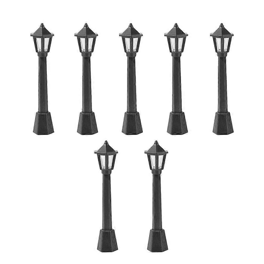 7Pcs Mini Simulation Night Lamp Light Models for Micro Landscape Black