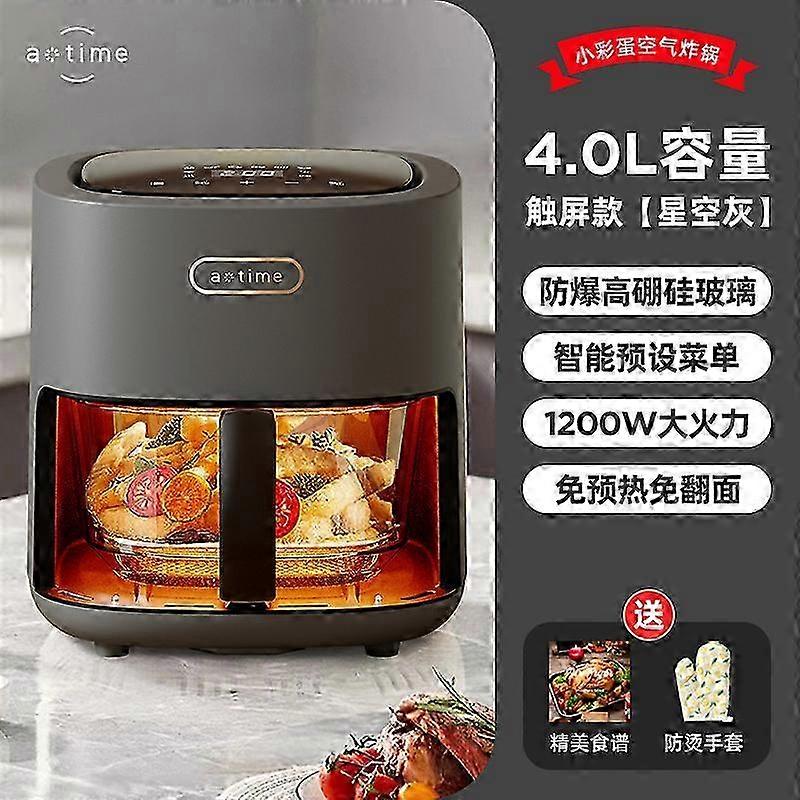 Fritadeira elétrica doméstica multifuncional com visor de vidro, grande capacidade, totalmente automática, com função de fritura a ar (26-27 polegadas).