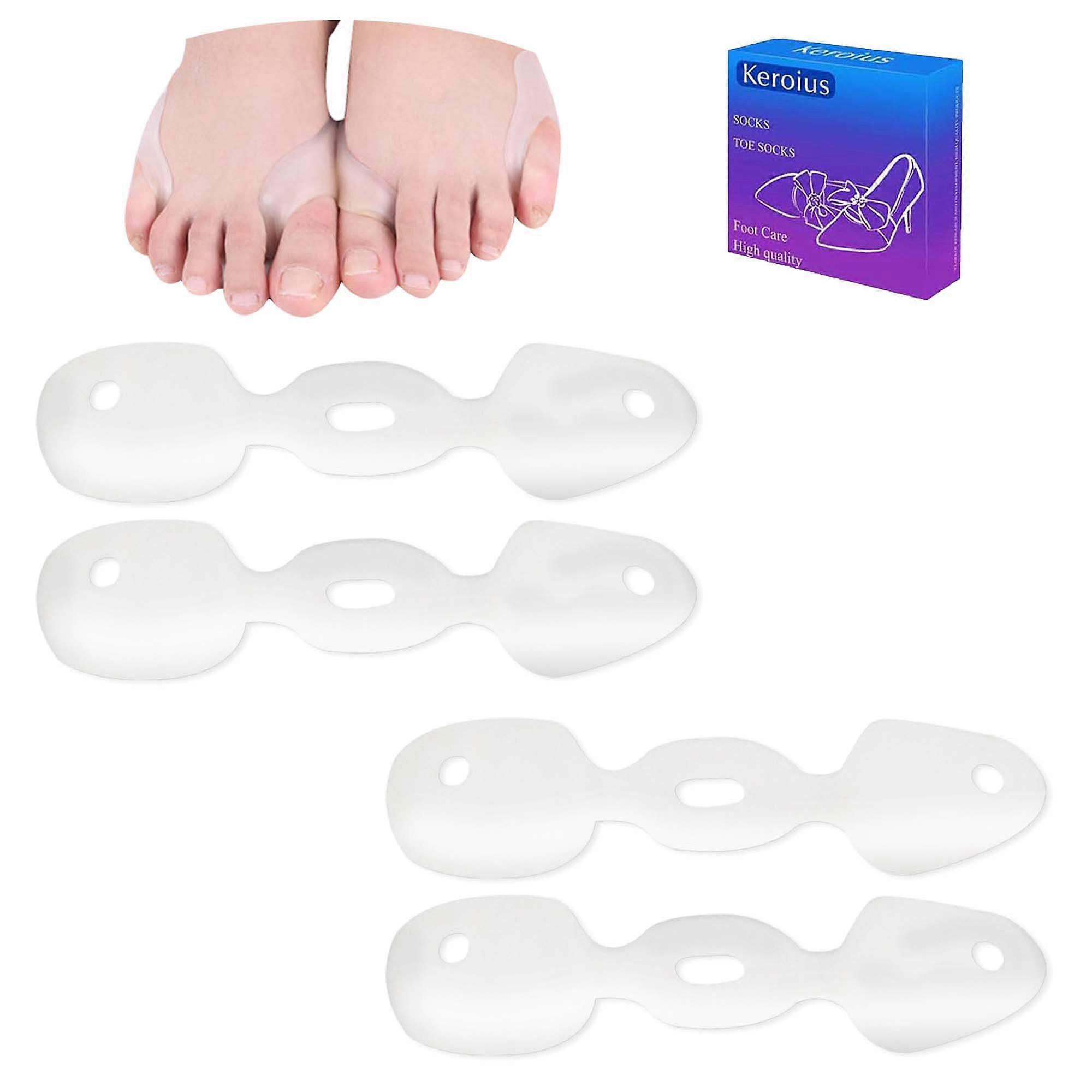 Toe Separators and Bunion Corrector with Adjustable Straps for Hallux Valgus Alignment, 2 Pairs