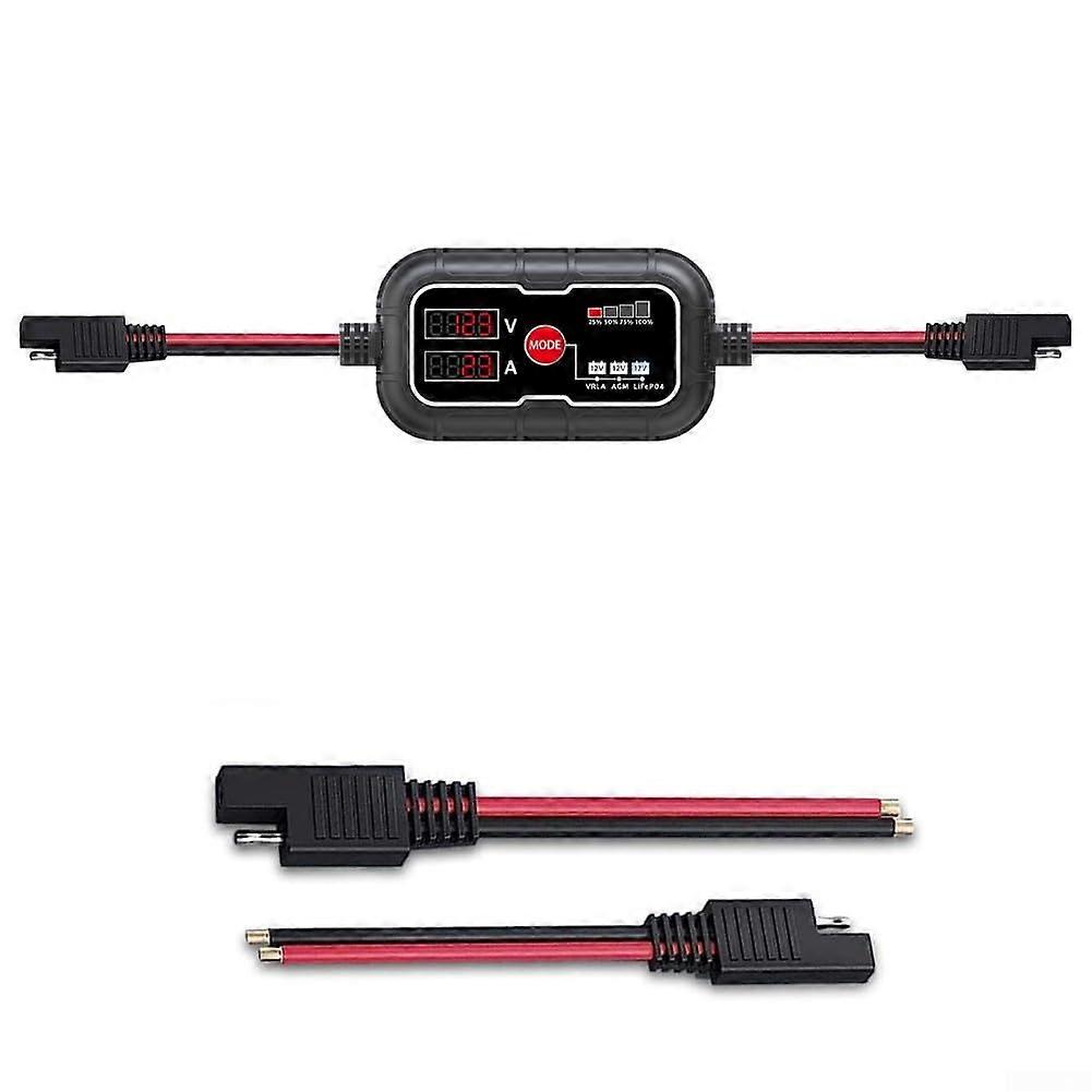 10A 12V MPPT Solar Charge Controller with LCD Display, Waterproof, SAE Connector for Lithium Battery