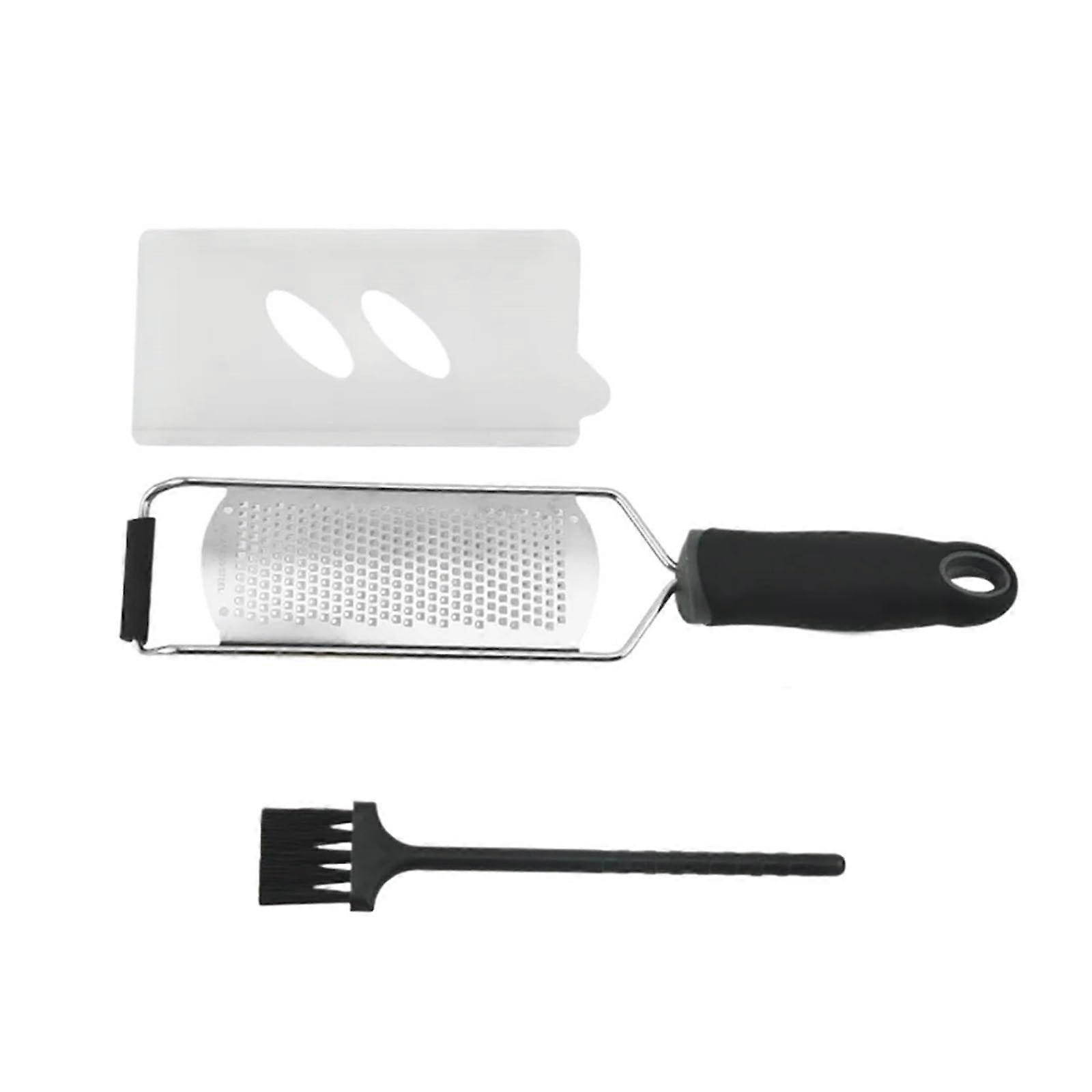 Stainless Steel Cheese Grater with Vegetable and Fruit Peeler 2 in 1 Rectangular Grip Black