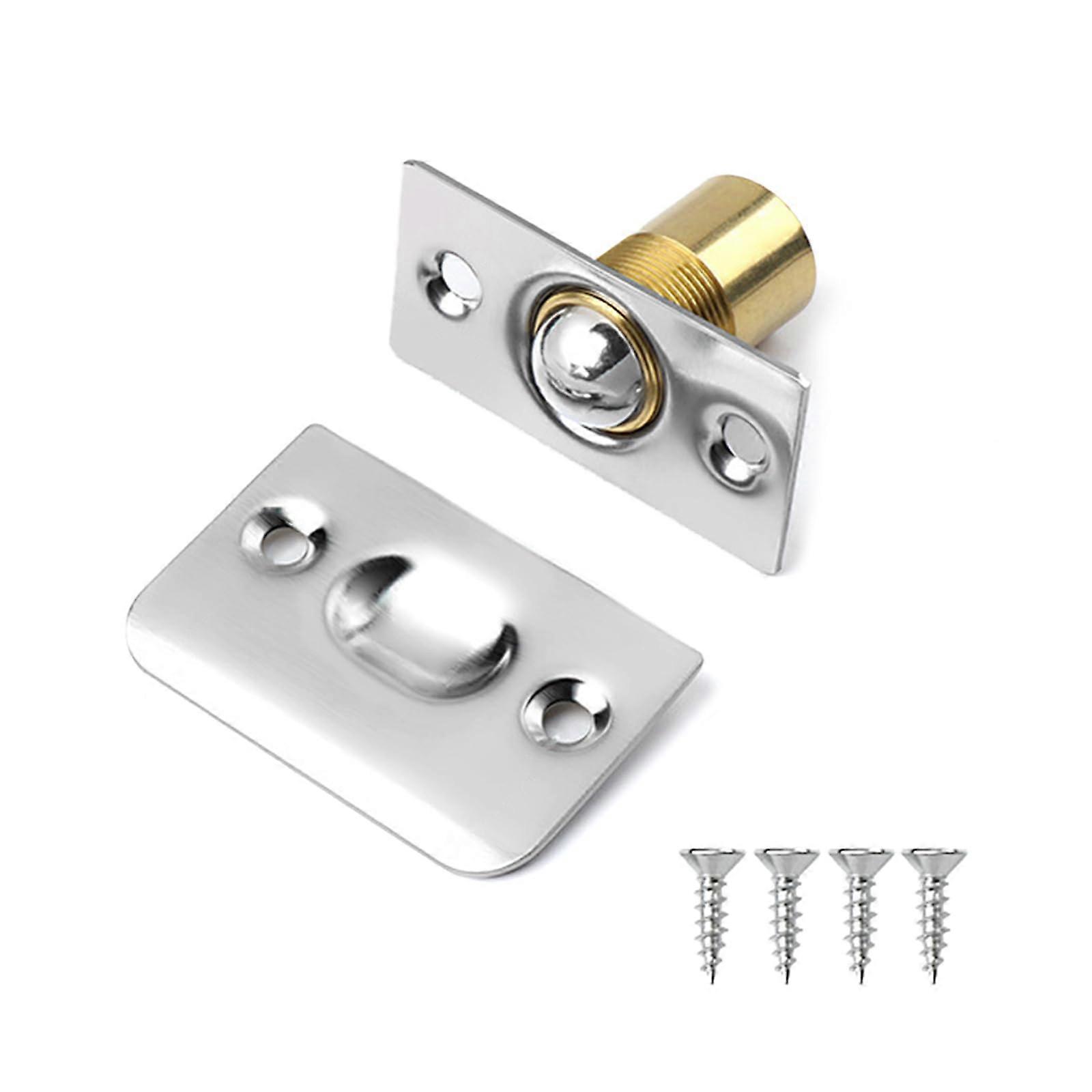 Adjustable Brass Door Catch with Easy Installation for Interior Bedroom and Office Silver Finish