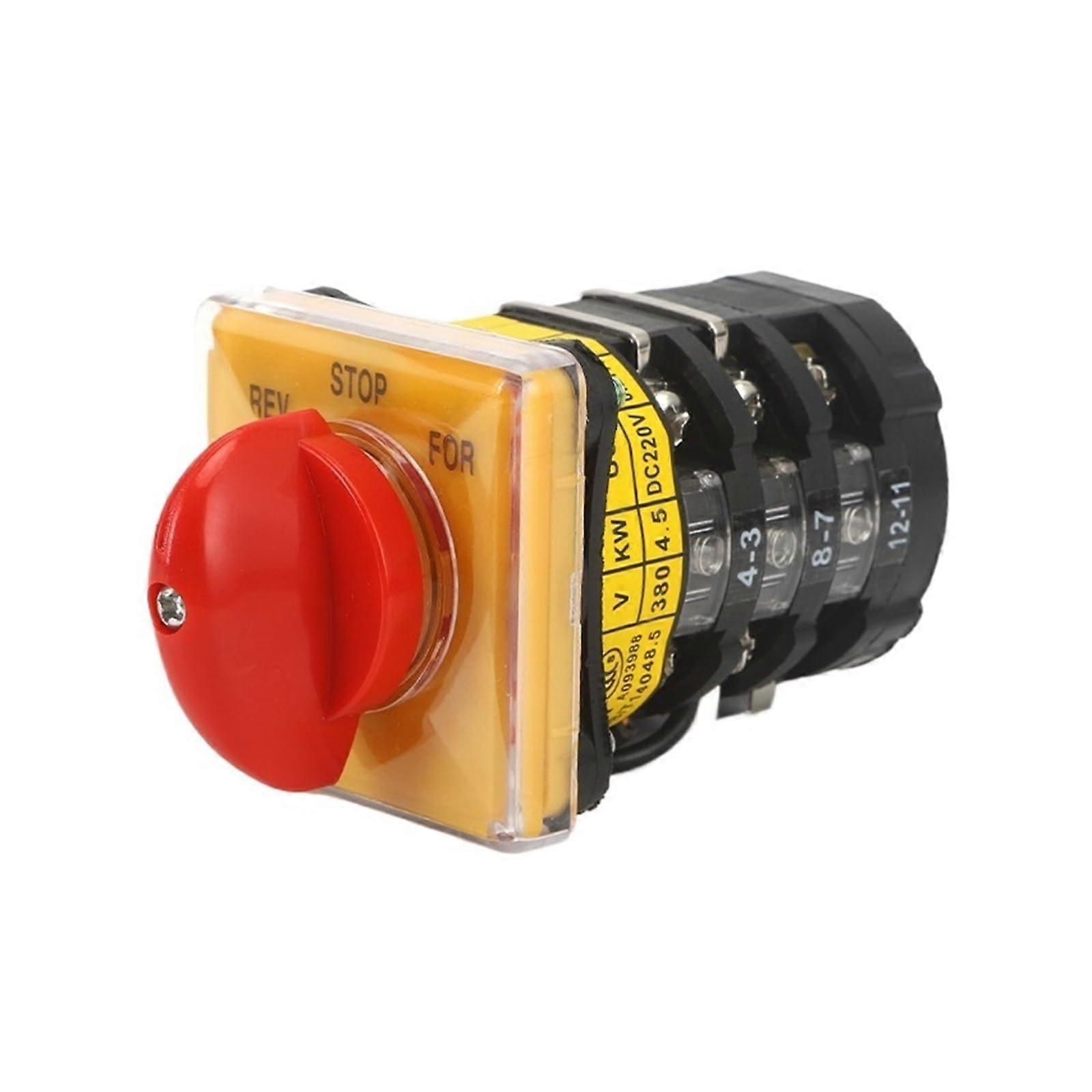 25A Rotary Cam Switch Three Position Three Pole with Yellow Panel Knob for Meat Grinder Control