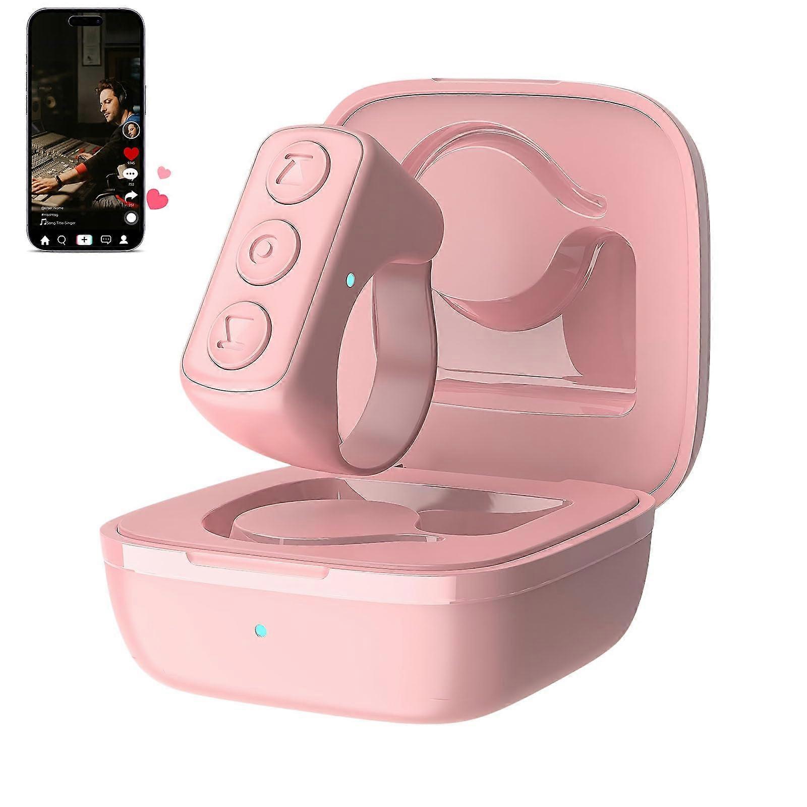 Bluetooth Scrolling Ring Remote Control for TikTok Reels Kindle iPad iPhone Android Pink