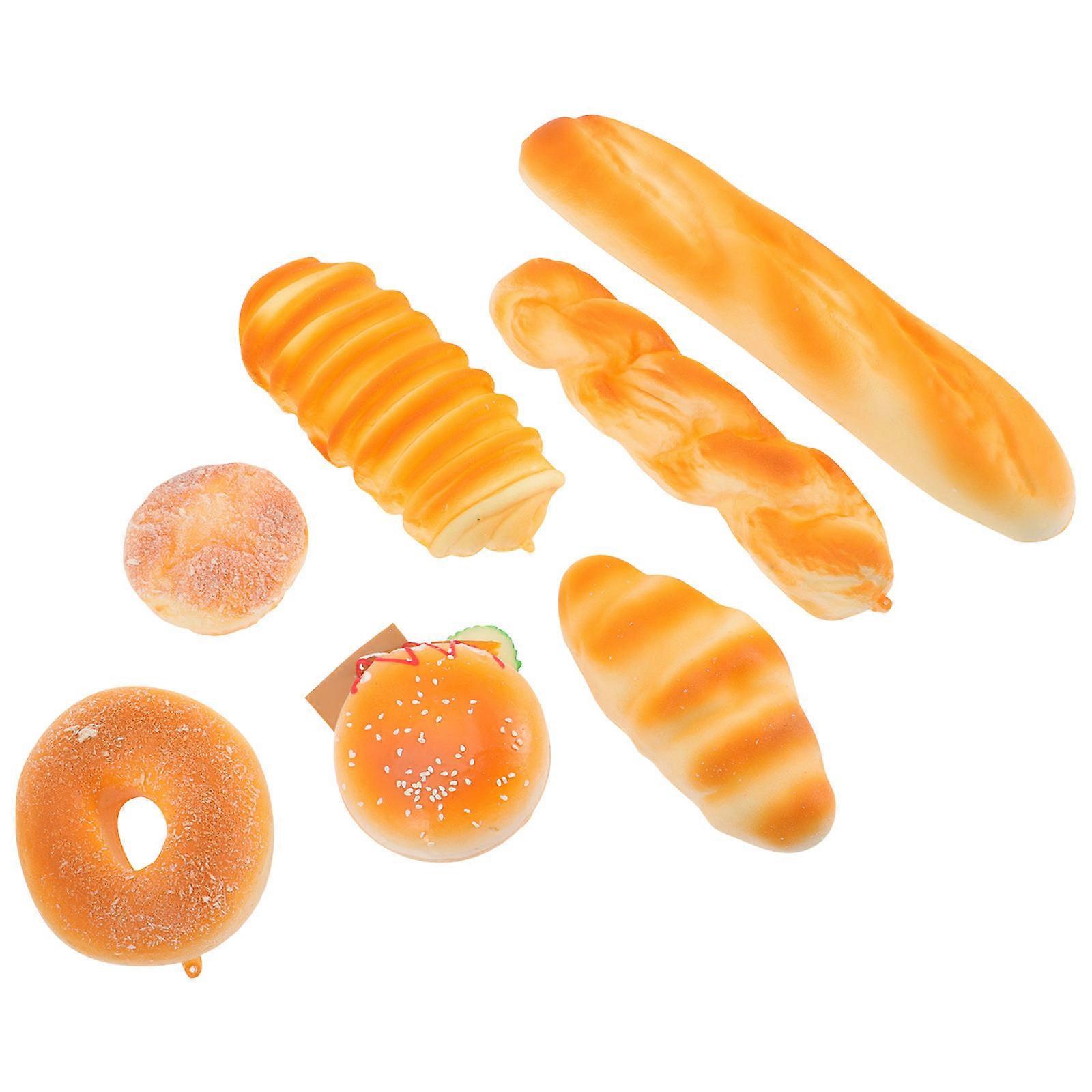 Realistic Fake Bread Artificial Bread for Decoration 7Pcs PU Material