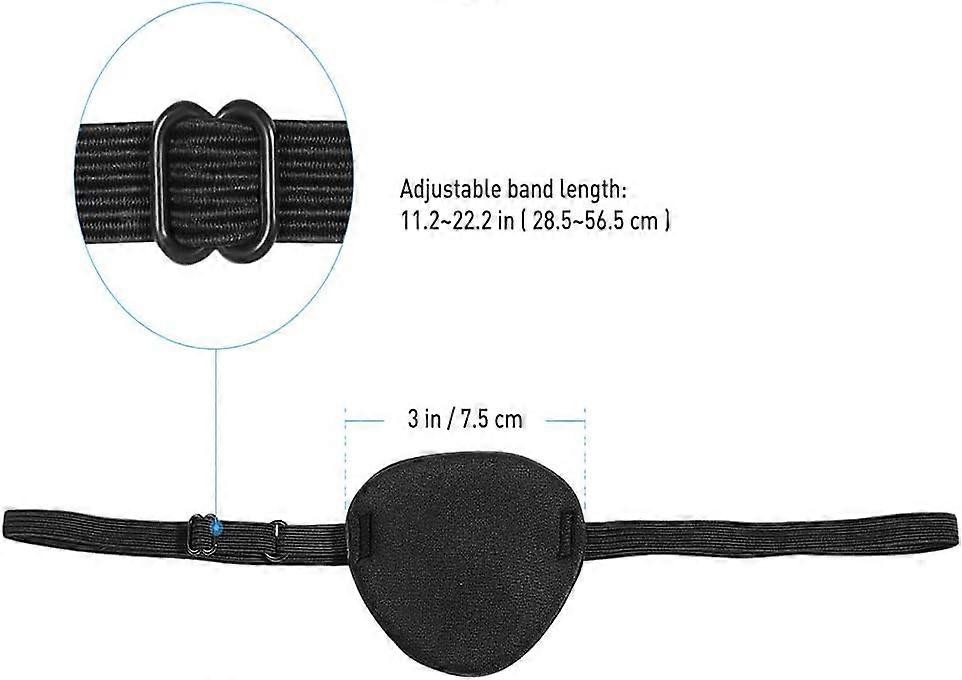 2Pcs Black 3D Comfortable Eye Patch with Adjustable Strap for Kids and Adults Pirate Style