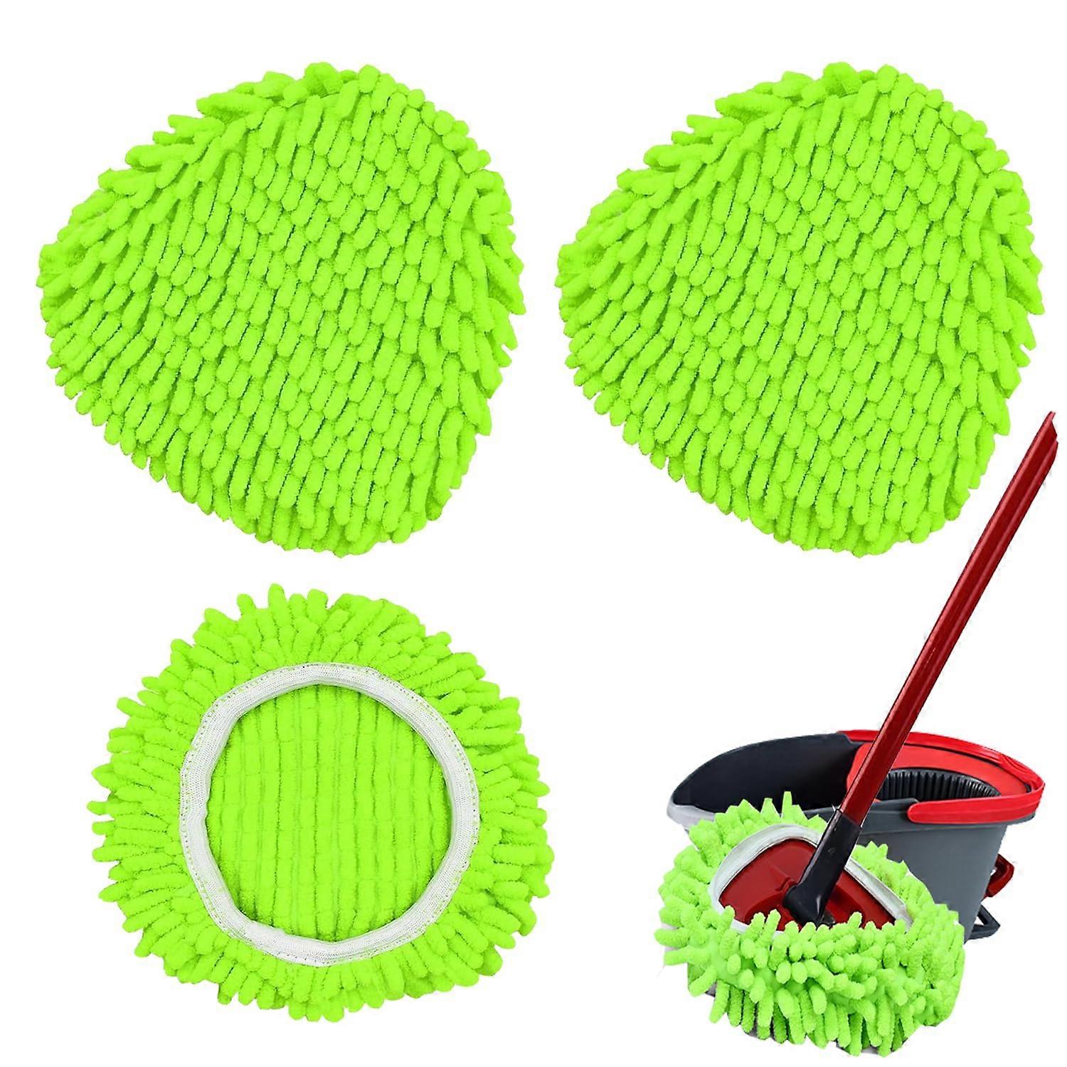 Spin Mop Head Replacement for OCedar EasyWring, 3 Pack Chenille Pads,  Absorbency, Reusable