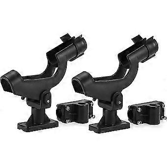 Fit Fishing Rod Holder with Combo Mount for 360-degree Adjustment Kayak Fishing Boat Rod Racks2pcsblack