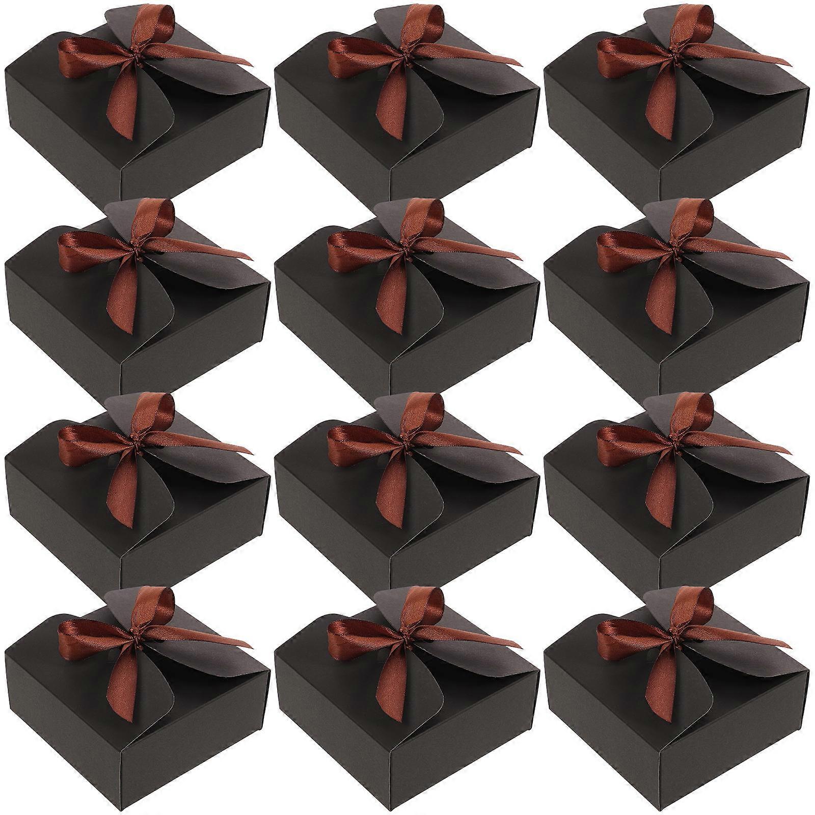 Black Kraft Paper Box Gift Wrapping for Storage Use 12Sets