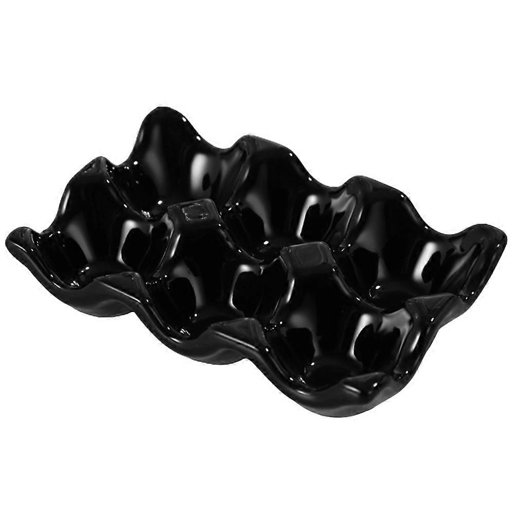 Egg Holder Ceramic Tray for Storage 1Pcs Black Egg Dispenser for Kitchen