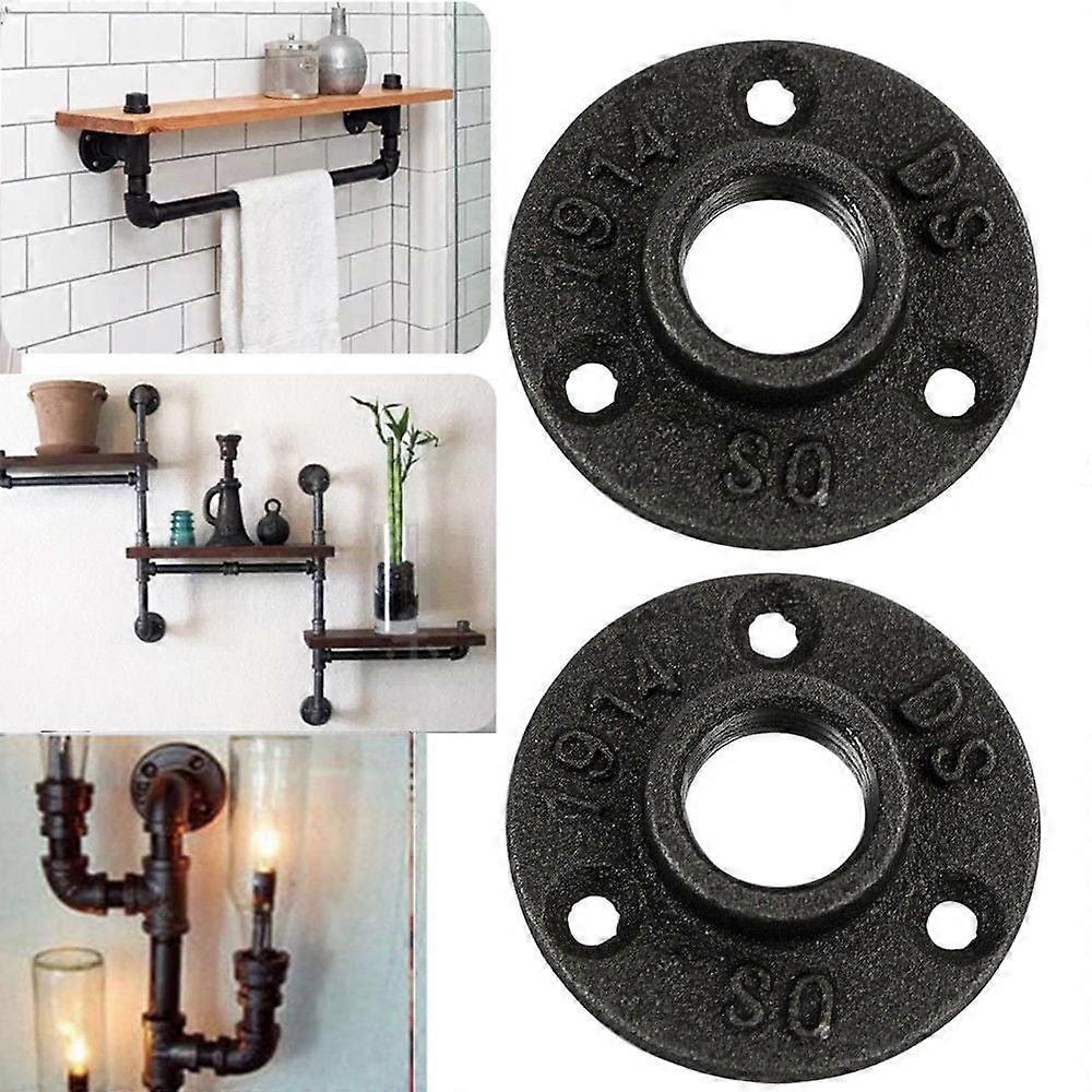 10 Pcs Flange Base Threaded Mounted Wall Pipe Bracket Black