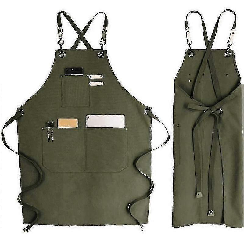 Denim Bib Apron with Pocket Adjustable Cross Back Straps