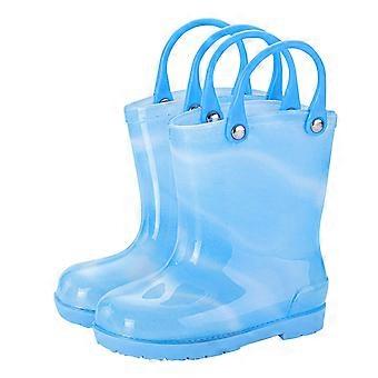 Wasserdichte, leuchtende Regenstiefel mit verschiedenen Mustern und Glitzer, mit Griffen für Kleinkinder und Kinder von 2-8 Jahren (Jungen und Mädchen)