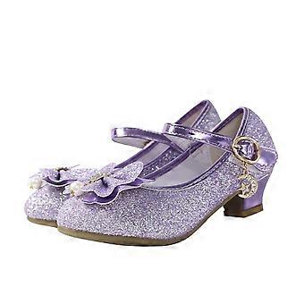 Chaussures habillées pour filles, style Mary Jane, pour demoiselles d'honneur, à petits talons, mignonnes et de style princesse, pour l'école, les mariages et les fêtes, violettes, 8-9 ans