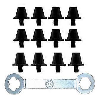 12 x Soccer Shoe Spikes Soccer Cleats M5 Rugby Cleats Universal Athletics Spikes Black with Wrench
