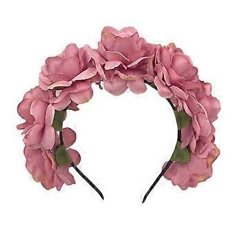 Imiteret roseblomst pandebånd retro falsk blomsterdekoration krone pandebånd kvinder hovedbeklædning hårbøjle festdekoration vandmelon rød