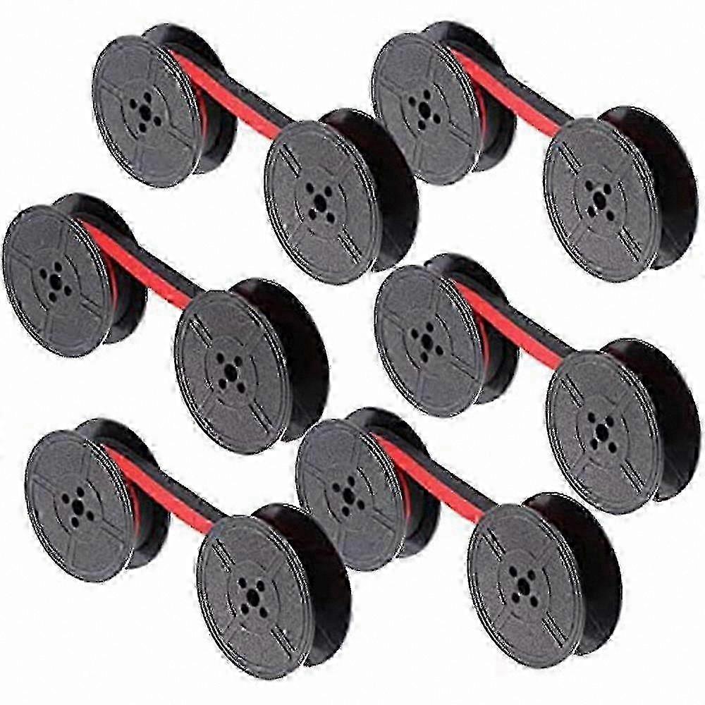 Office Replacement Typewriter Ribbon, Compatible with Standard Models, 6-Pack Red & Black Spool Ribbons for Document Work