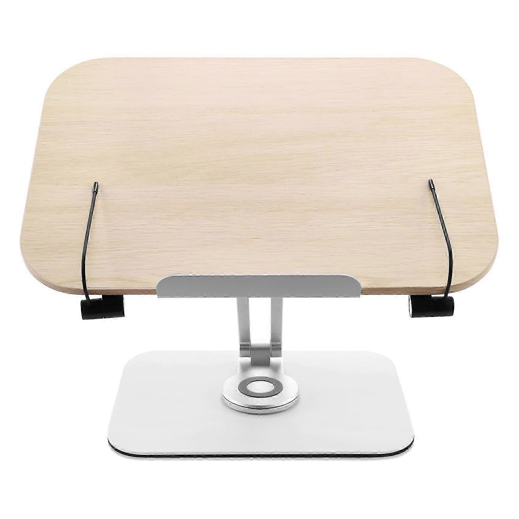 Book Stand for Reading, Adjustable Bracket with 360 Rotating Base & Page Clips, Foldable Desktop