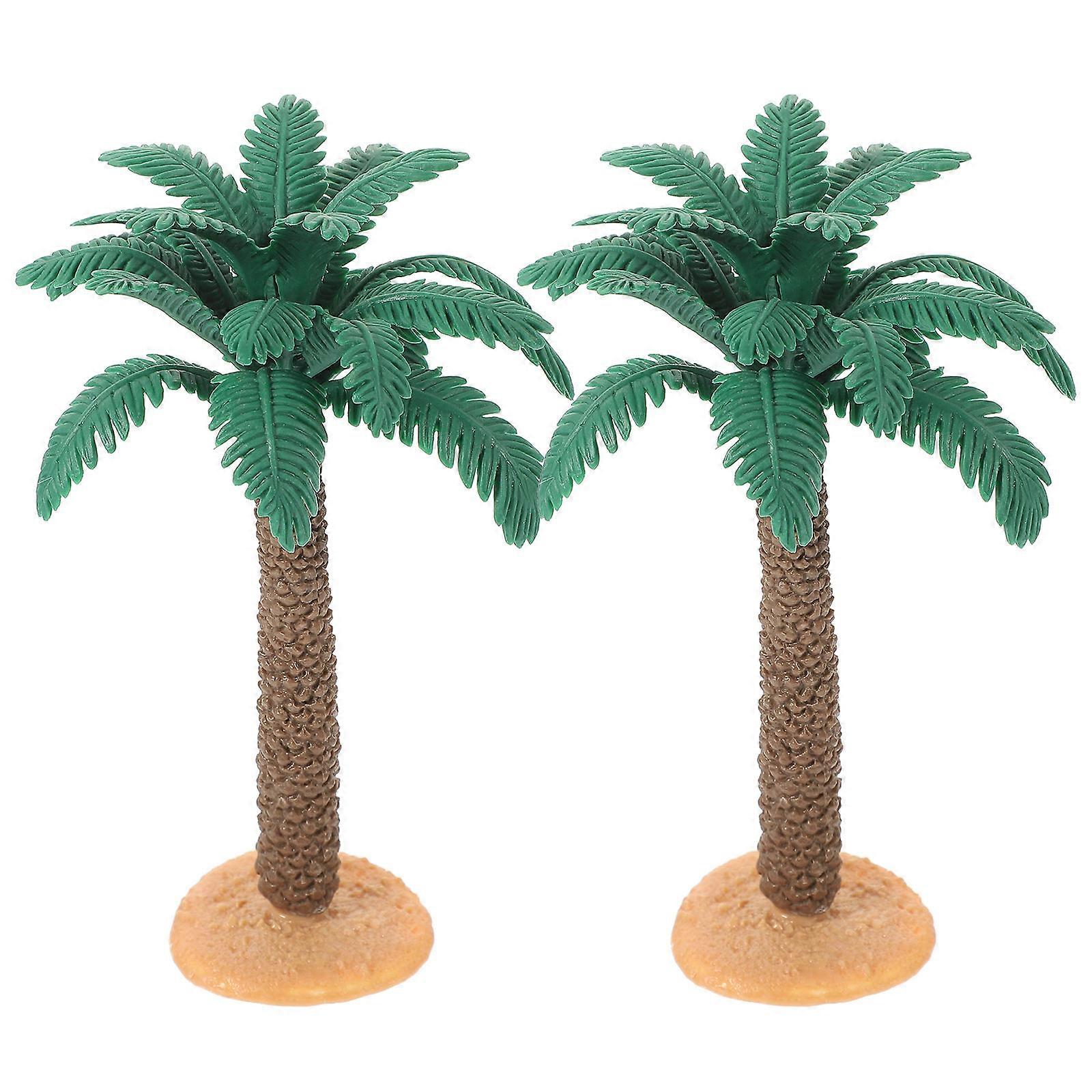 2Pcs Plastic Palm Tree Micro Landscape Palm Trees Model Simulation Plant Model