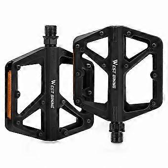 Coppia di pedali larghi in nylon per mountain bike e bici da strada, antiscivolo con catarifrangenti