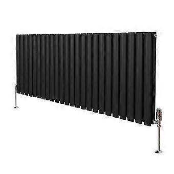 Oval Column Radiator 600mm x 1440mm & TRV Chrome Valves Modern Designer Double Panel Central Heating