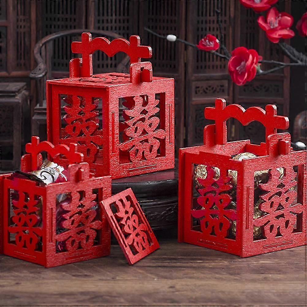 Mini Wedding Box Hollow Design Rectangular Candy Boxes For Sweets Packaging 4Pcs