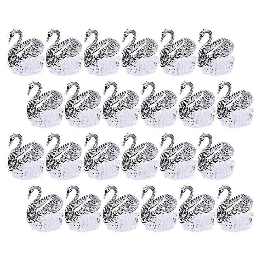 Wedding Candy Boxes Silver Acrylic Decorative Cases for Storage 24Pcs