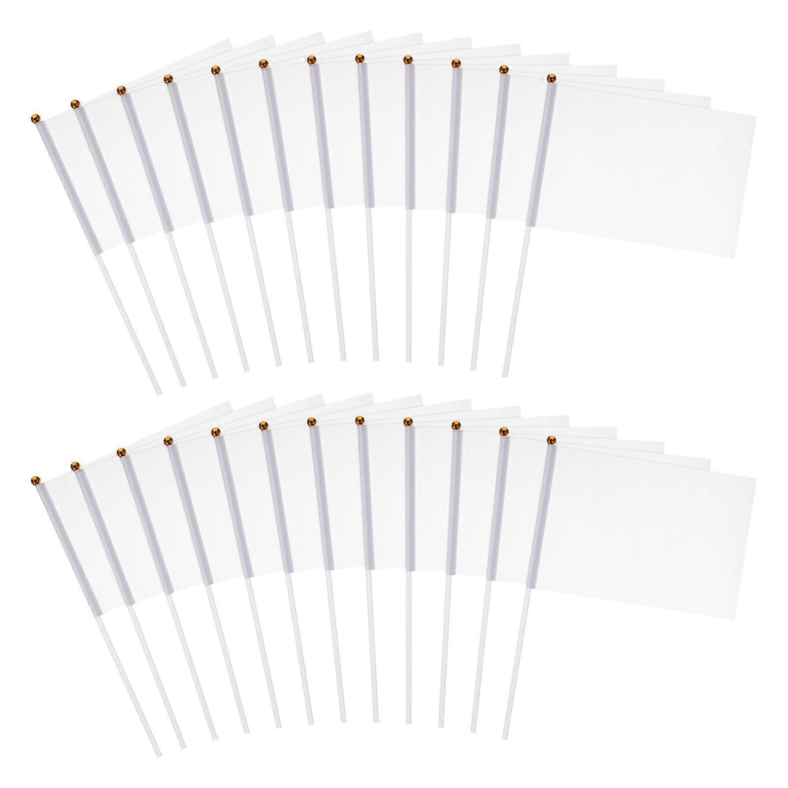 24pcs White Flags Hand Held Flags Hand Waving Referee Flags Yard Lawn Marking Flags (White)