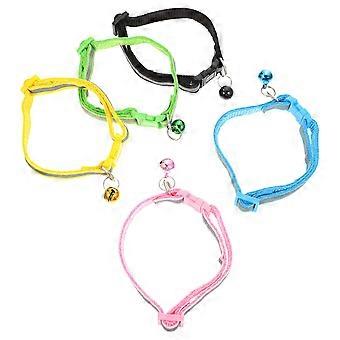Portable Reflective Cat Collar with Bell Nylon Material 5Pcs Collection