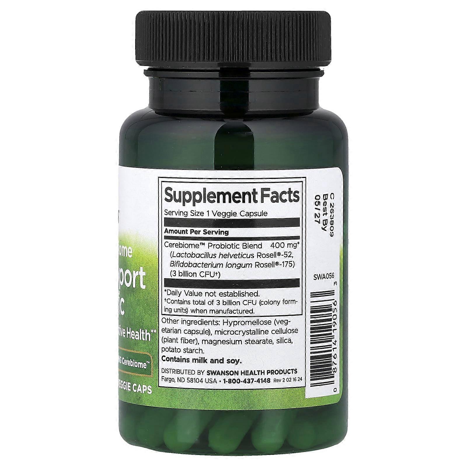 Swanson, Happy Microbiome Stress Support Probiotic, 3 Billion CFU, 60 Veggie Caps