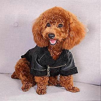 Dog Leather Jacket Cool Winter Warm Dog Pet Clothes compatible with Home Outdoor and Parties